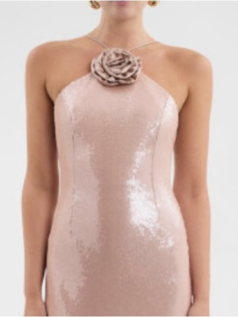 Rebecca Vallance Sequin Halter Neck Dress with Floral Detail